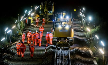 Network Rail electrification project near Keynsham, Somerset, Britain