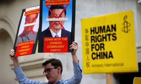 A protesters decried China’s human rights record during president Xi Jinping’s visit to London in October 2015. 