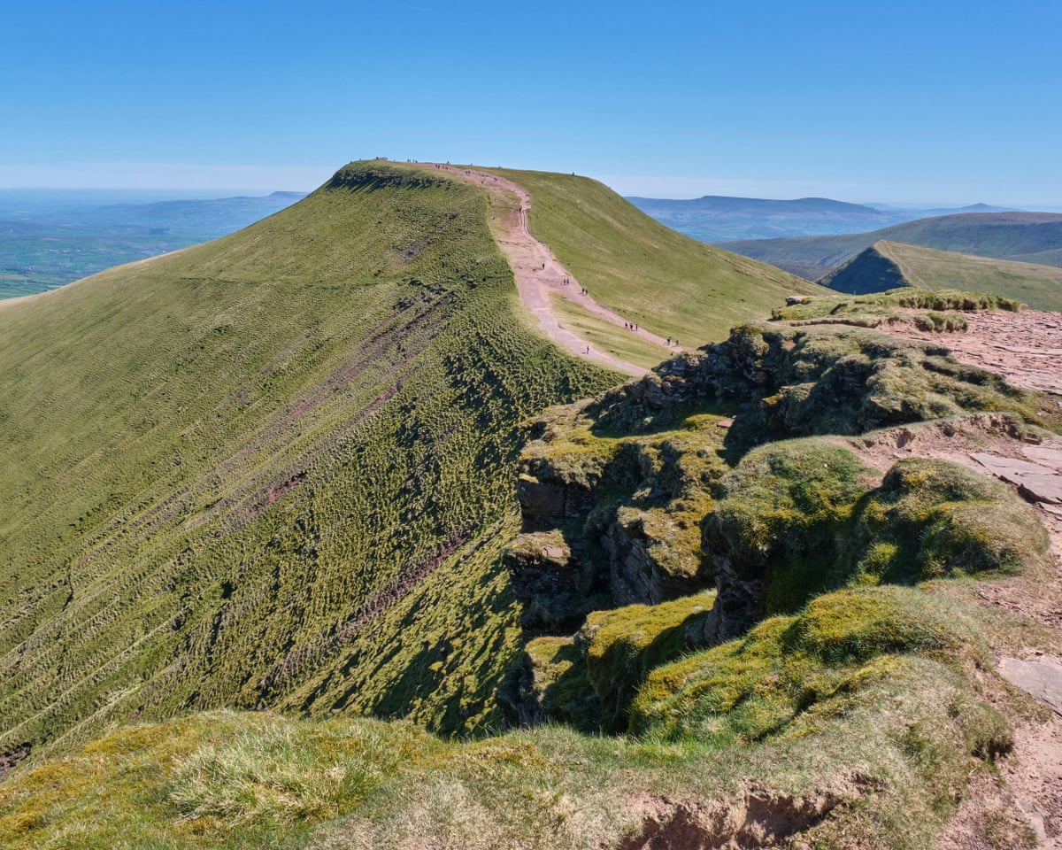 Pen y Fan ridge with a blue sky in the background