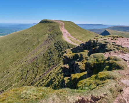 Pen y Fan ridge with a blue sky in the background
