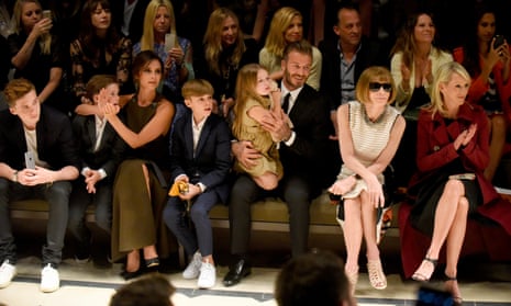 Brooklyn Beckham, Cruz Beckham, Victoria Beckham, Romeo Beckham, Harper Beckham, David Beckham, editor-in-chief of American Vogue Anna Wintour and Julia Gorden attend the Burberry “London in Los Angeles” event at Griffith Observatory on April 16, 2015 in Los Angeles.