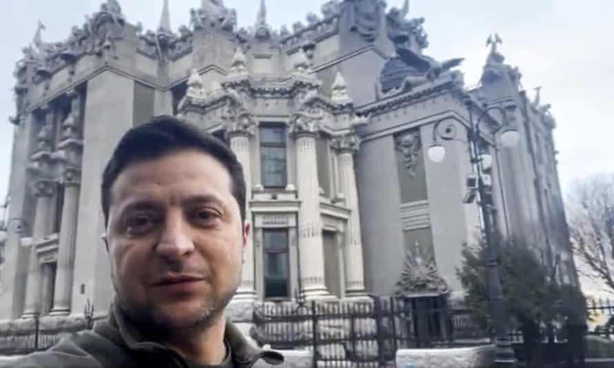 Ukrainian president Volodymyr Zelenskiy speaks to the nation via his smartphone.