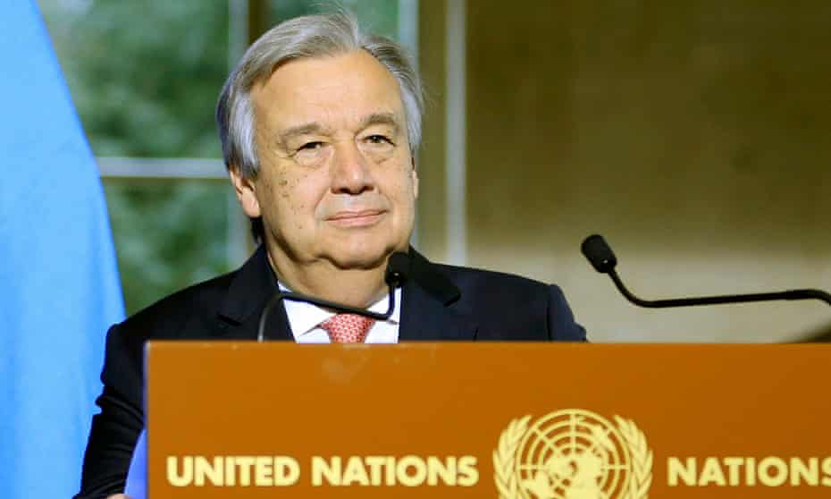 António Guterres addresses a news conference