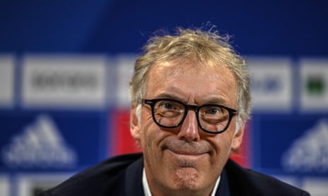 Laurent Blanc at his first press conference as Lyon manager