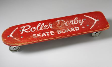 Roll with it … an early skateboard.