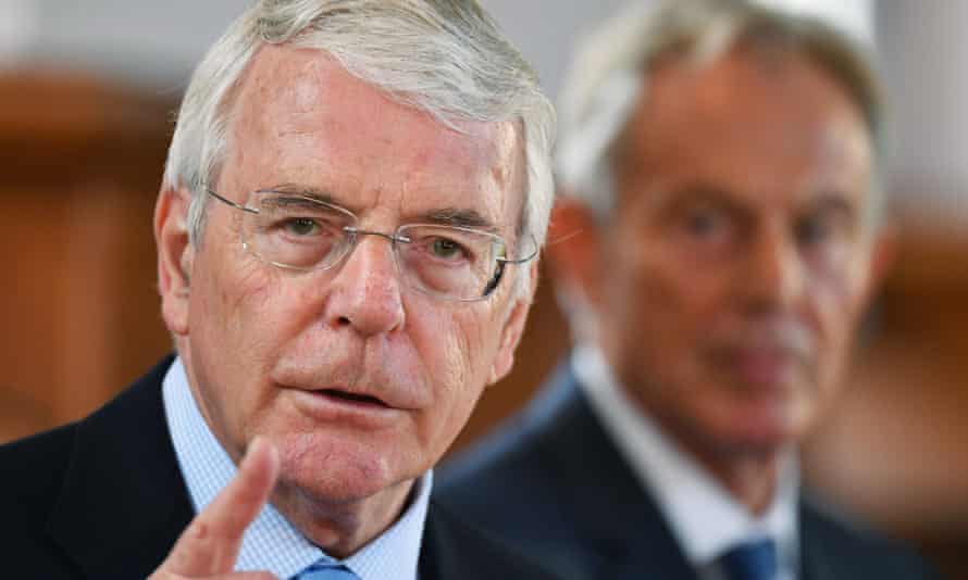 Former prime ministers Sir John Major (left) and Tony Blair
