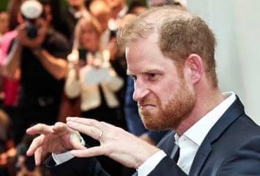 Prince Harry reacts during his visit to the Royal children’s hospital in Melbourne
