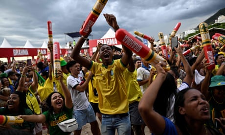 'Very emotional': Brazil fans celebrate wildly after 4-1 win against South Korea – video