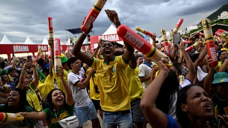 'Very emotional': Brazil fans celebrate wildly after 4-1 win against South Korea – video