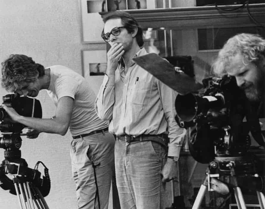 Film director Ken Loach on set in 1980