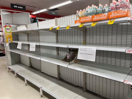 Empty shelves at a supermarket in Darwin