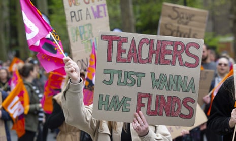 Striking teachers protesting in London earlier this month