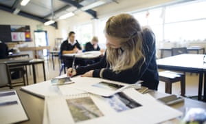An art lesson at a secondary school