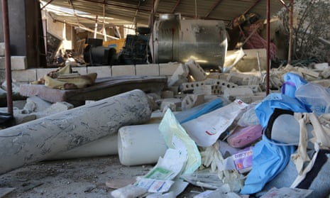 Debris at a medical facility in Maaret al-Numan that was bombed on Monday