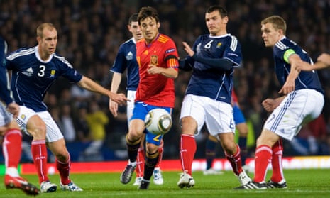 David Silva bamboozles the Scotland defence in 2012, shortly after helping Spain to European Championship glory. 