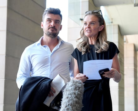 Ruth Ellis’s grandchildren, Laura Enston and Stephen Beard, outside the Houses of Parliament after King Charles accepted the government’s advice to grant Ellis a conditional pardon, 8 July 2026.