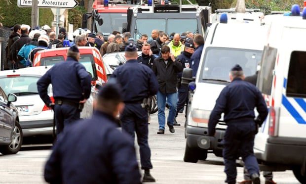The police operation after one of the shootings in the Toulouse region.