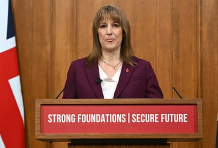 Rachel Reeves standing at a lectern