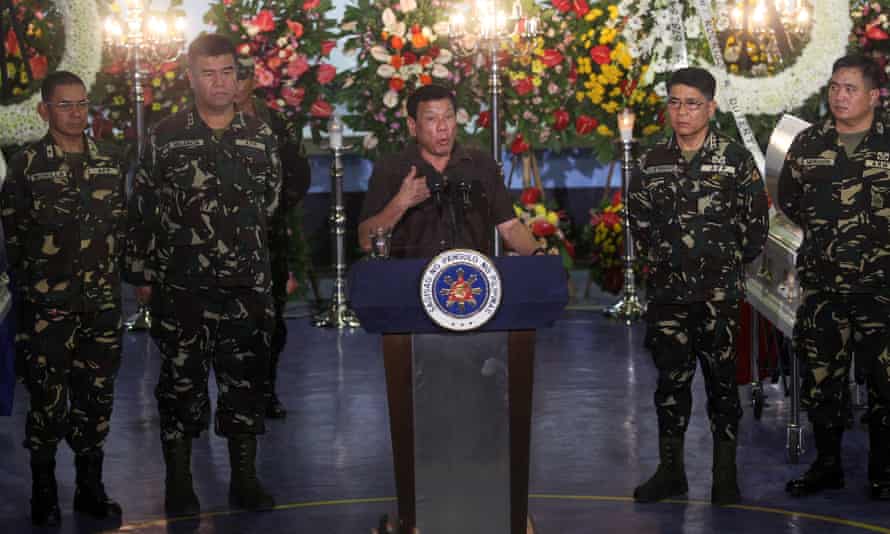 President Rodrigo Duterte with generals