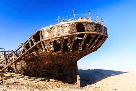 The Eduard Bohlen in its sandy grave, now more than 1,000ft from the ocean, in the Namib Desert, Namibia.
