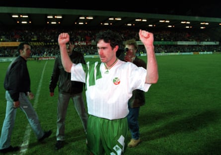 Alan McLoughlin celebrates after the game.