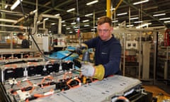 A worker preparing a battery at Envision’s gigafactory in Sunderland