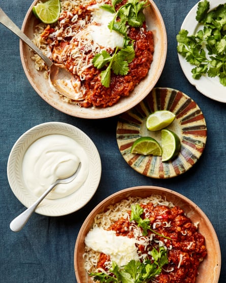 plates of Kenji Morimoto’s vegetarian umami chilli