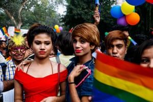 Indian members and supporters of the lesbian, gay, bisexual, transgender (LGBT) community take part in a pride parade in New Delhi