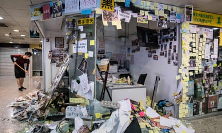 Junius Ho’s office after it was trashed by protesters.