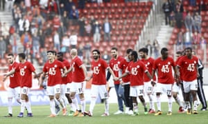 Olympiakos celebrate the league title in 2016, won with six games still to play.
