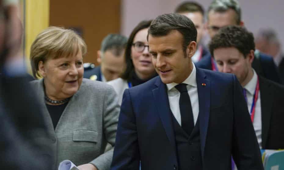 German chancellor Angela Merkel with French president Emmanuel Macron