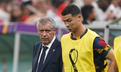 Fernando Santos (left) and Cristiano Ronaldo during the World Cup last-16 game against Switzerland