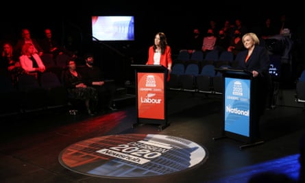 Jacinda Ardern and Judith Collins at a televised debate in September.