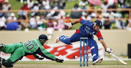 Ravi Bopara makes his ground against Ireland at the World Cup in 2007.