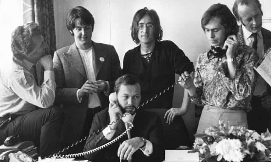 Denis O'Dell with Paul McCartney, John Lennon, Peter Brown, Alexis Mardes and Brian Levis