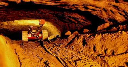 Explorer … a camera robot travels along the vast tunnel under the Pyramid of the Feathered Snake.