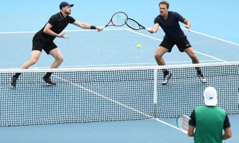 Jamie Murray (left) and Bruno Soares in action on Wednesday at the Australian Open.