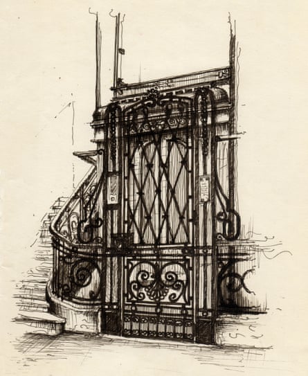 The wrought iron ornamented work of the elevator inside Casa di riposo, the Italian retirement community in Alexandria. The construction of the house started in 1929 and it was designed by the Italian architect Ernesto Verrucci.