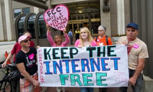 Protesters with sign reading, "Keep the Internet Free"