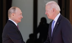 Joe Biden and Vladimir Putin in Geneva, Switzerland, in June. 