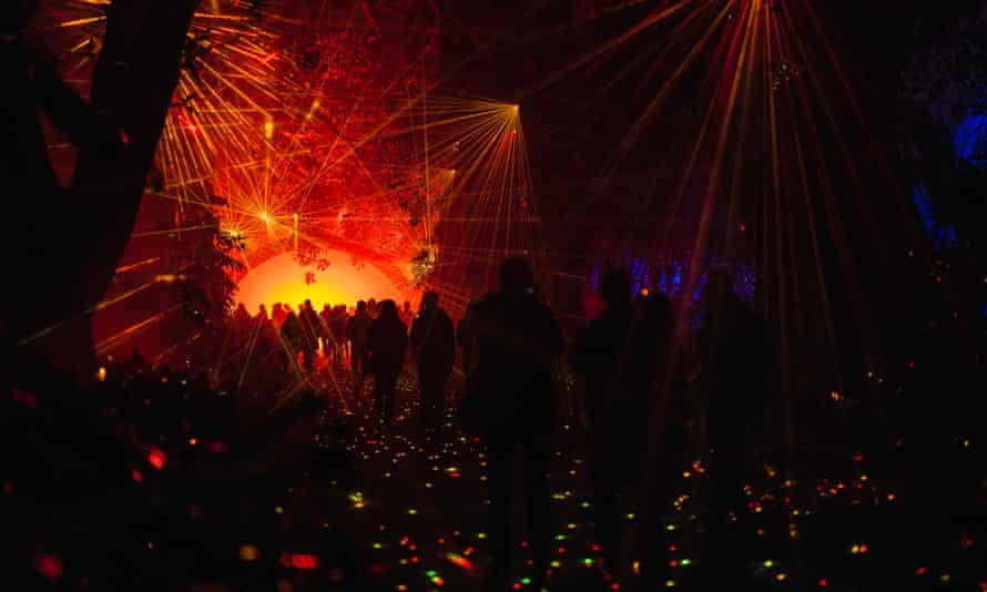 Bright orange light show in the Adelaide Botanic Garden