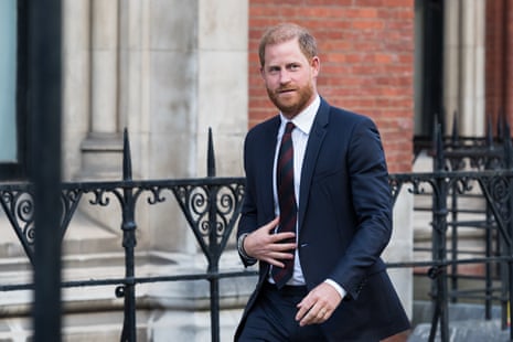 Prince Harry leaves the high court in London after attending the second day of his appeal against Ravec on 9 April 2025.