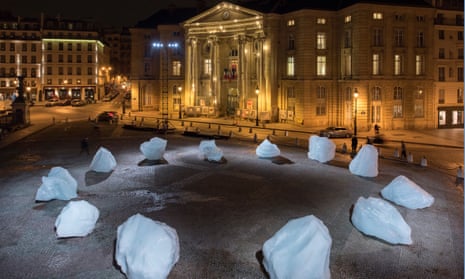 Ice Watch by Olafur Eliasson. Eliasson carved a massive block of ice from Greenland and installed the pieces at the Place du Panthéon in Paris last December for the UN climate summit. 