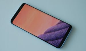 The Samsung Galaxy S8, with tiny bezels and no physical home button.