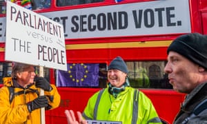 Pro- and anti-Brexit protesters outside the Houses of Parliament, January 2019