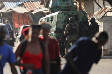 Police take part in an anti-gang operation following a confrontation with armed gangs in Port-au-Prince, Haiti, on 29 February.