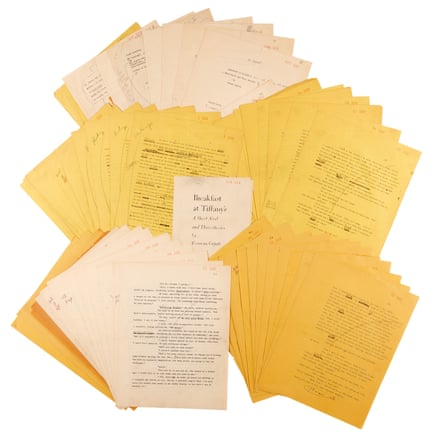 The typescript of Breakfast at Tiffany’s up for auction.