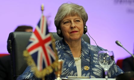 Theresa May attends the Arab league and EU summit, in Sharm el-Sheikh.