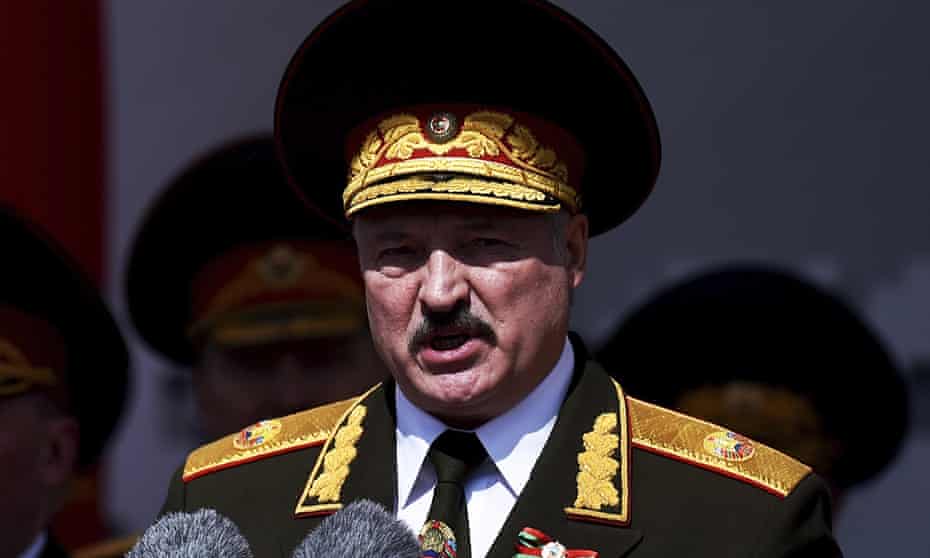 Alexander Lukashenko gives a speech in Minsk on 9 May to mark the 75th anniversary of the allied victory over Nazi Germany