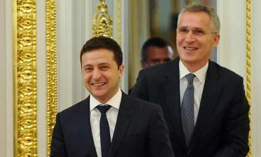 President Volodymyr Zelenskiy and Nato secretary general Jens Stoltenberg meet in Kyiv as Ukraine decides to pursue Nato as well as EU membership.